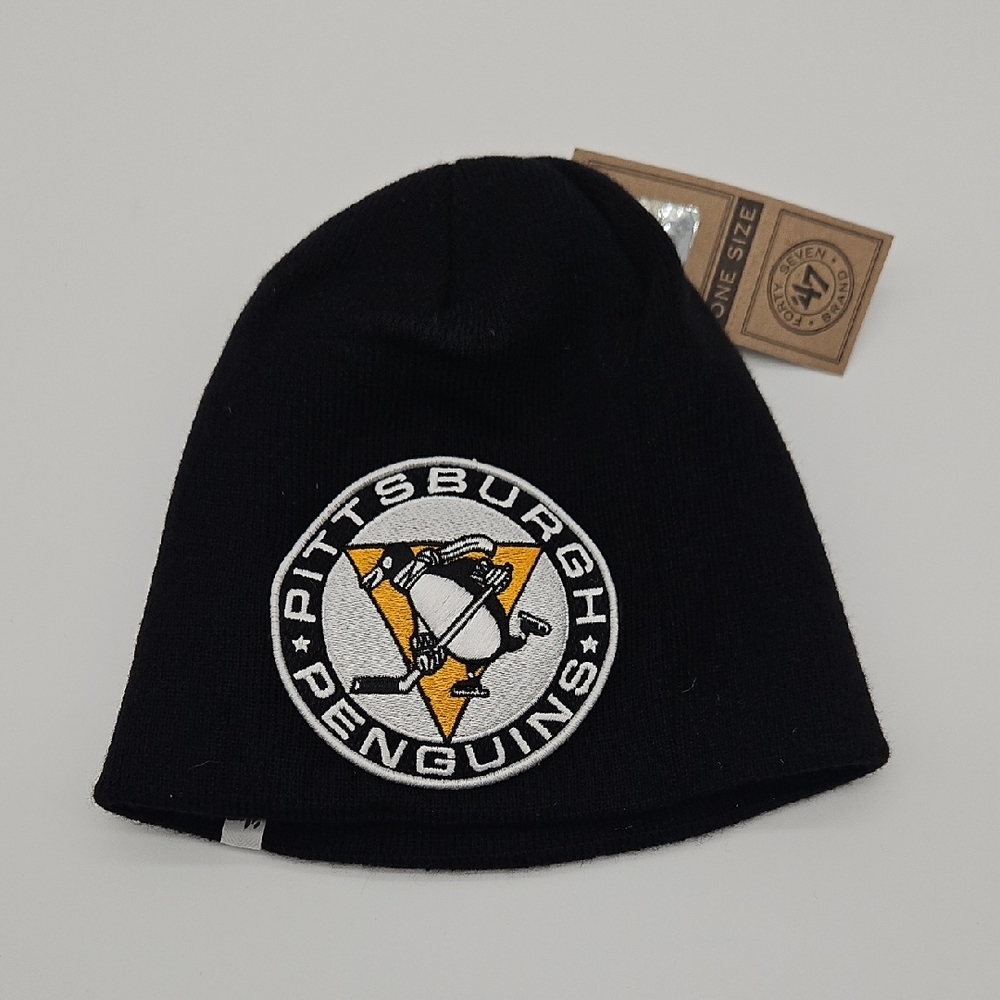 Pittsburgh Penguins Men's Black Beanie Hat Embroidered Fall Winter 47 Brand